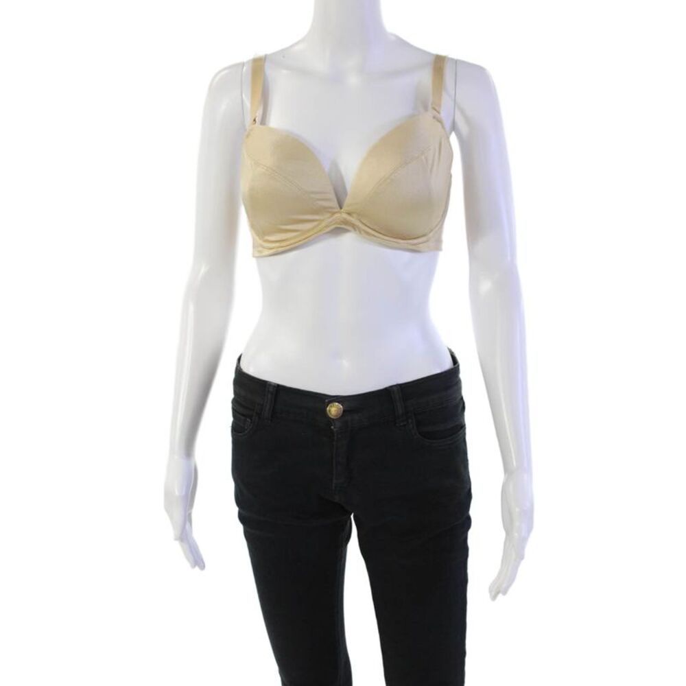 Panache Womens Satin Molded Cup Underwired Removable Strap Bra Beige Size 32DD